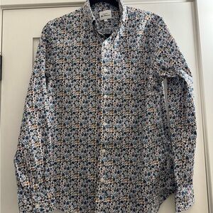 Ben Sherman Men's Floral Button Down Shirt - Blue and Brown